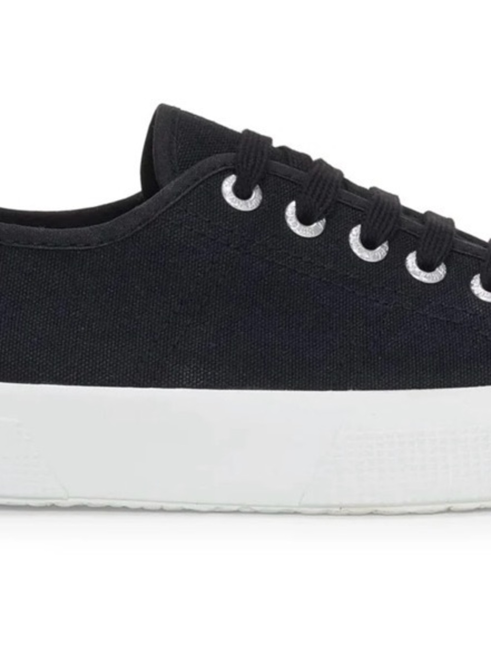 Superga Black Canvas Low-Top Sneaker with White Sole